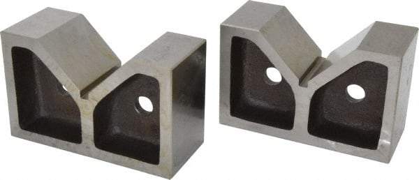 Value Collection - 3 to 3-17/32" Capacity, 90° Angle, Cast Iron V-Block - 7" Long x 3" Wide x 4-17/32" High, Sold as Matched Pair - Apex Tool & Supply