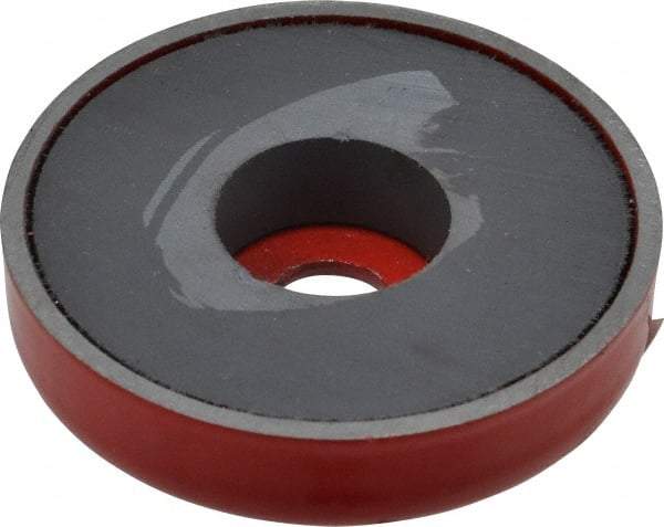 Value Collection - 10-24 Tap, 10 kg Average Pull Force, 2" Diam, 3/8" High, Ceramic Pot Magnet - Red, 0.34" Countersunk Hole - Apex Tool & Supply