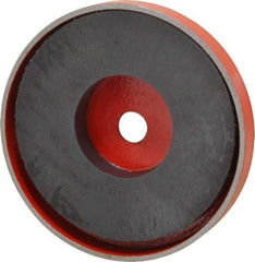 Value Collection - 25 kg Average Pull Force, 3-1/8" Diam, 1/2" High, Ceramic Pot Magnet - 3/8" Hole ID, Red, 0.34" Countersunk Hole - Apex Tool & Supply