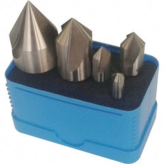 Interstate - 5 Piece, 1/16 to 9/16" Head Diam, 100° Included Angle, Single End Countersink Set - Apex Tool & Supply