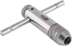 Interstate - 5/32 to 1/4" Tap Capacity, T Handle Tap Wrench - 3-3/8" Overall Length, Ratcheting - Apex Tool & Supply