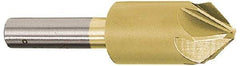 Melin Tool - 3/4" Head Diam, 1/2" Shank Diam, 6 Flute 60° Cobalt Countersink - TiN Finish, 2-3/4" OAL, Single End, Straight Shank, Right Hand Cut - Apex Tool & Supply