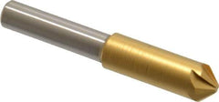 Melin Tool - 5/16" Head Diam, 1/4" Shank Diam, 6 Flute 90° Cobalt Countersink - TiN Finish, 2" OAL, Single End, Straight Shank, Right Hand Cut - Apex Tool & Supply