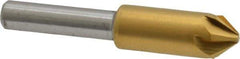 Melin Tool - 3/8" Head Diam, 1/4" Shank Diam, 6 Flute 82° Cobalt Countersink - TiN Finish, 2" OAL, Single End, Straight Shank, Right Hand Cut - Apex Tool & Supply