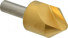 Melin Tool - 1-1/4" Head Diam, 1/2" Shank Diam, 1 Flute 82° Cobalt Countersink - TiN Finish, 3" OAL, Single End, Straight Shank, Right Hand Cut - Apex Tool & Supply