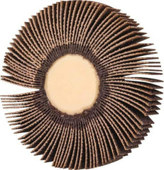 Merit Abrasives - 3" Diam x 1/2" Face Width, Medium Ceramic Alumina Coated Mounted Flap Wheel - 1/4" Shank Mount, 60 Grit, 30,000 Max RPM - Apex Tool & Supply