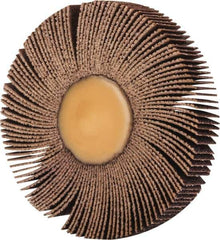 Merit Abrasives - 3" Diam x 1/2" Face Width, Medium Ceramic Alumina Coated Mounted Flap Wheel - 1/4" Shank Mount, 80 Grit, 30,000 Max RPM - Apex Tool & Supply