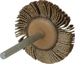 Merit Abrasives - 1-3/16" Diam x 1/8" Face Width, Fine Aluminum Oxide Coated Mounted Flap Wheel - 1/8" Shank Mount, 120 Grit, Cloth Backing, 30,000 Max RPM - Apex Tool & Supply