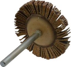 Merit Abrasives - 1-3/16" Diam x 1/8" Face Width, Very Fine Aluminum Oxide Coated Mounted Flap Wheel - 1/8" Shank Mount, 180 Grit, Cloth Backing, 30,000 Max RPM - Apex Tool & Supply