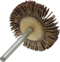 Merit Abrasives - 1-3/16" Diam x 3/16" Face Width, Medium Aluminum Oxide Coated Mounted Flap Wheel - 1/8" Shank Mount, 80 Grit, Cloth Backing, 30,000 Max RPM - Apex Tool & Supply