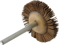 Merit Abrasives - 1-3/16" Diam x 3/16" Face Width, Very Fine Aluminum Oxide Coated Mounted Flap Wheel - 1/8" Shank Mount, 240 Grit, Cloth Backing, 30,000 Max RPM - Apex Tool & Supply