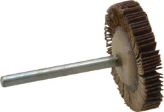 Merit Abrasives - 1-3/16" Diam x 3/16" Face Width, Extra Fine Aluminum Oxide Coated Mounted Flap Wheel - 1/8" Shank Mount, 320 Grit, Cloth Backing, 30,000 Max RPM - Apex Tool & Supply