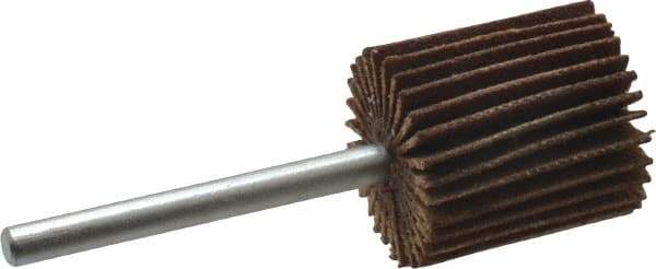 Merit Abrasives - 5/8" Diam x 3/4" Face Width, Very Fine Aluminum Oxide Coated Mounted Flap Wheel - 1/8" Shank Mount, 180 Grit, Cloth Backing, 37,000 Max RPM - Apex Tool & Supply