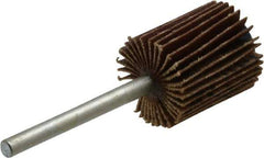 Merit Abrasives - 5/8" Diam x 3/4" Face Width, Extra Fine Aluminum Oxide Coated Mounted Flap Wheel - 1/8" Shank Mount, 320 Grit, Cloth Backing, 37,000 Max RPM - Apex Tool & Supply