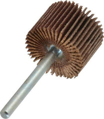 Merit Abrasives - 3/4" Diam x 1/2" Face Width, Very Fine Aluminum Oxide Coated Mounted Flap Wheel - 1/8" Shank Mount, 180 Grit, Cloth Backing, 35,000 Max RPM - Apex Tool & Supply