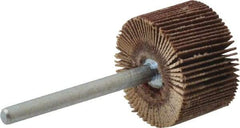 Merit Abrasives - 3/4" Diam x 1/2" Face Width, Extra Fine Aluminum Oxide Coated Mounted Flap Wheel - 1/8" Shank Mount, 320 Grit, Cloth Backing, 35,000 Max RPM - Apex Tool & Supply