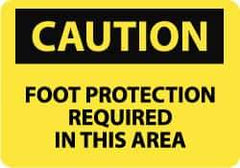 NMC - "Caution - Foot Protection Required in This Area", 10" Long x 14" Wide, Aluminum Safety Sign - Rectangle, 0.04" Thick, Use for Accident Prevention - Apex Tool & Supply