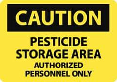 NMC - "Caution - Pesticide Storage Area - Authorized Personnel Only", 7" Long x 10" Wide, Pressure-Sensitive Vinyl Safety Sign - Rectangle, 0.004" Thick, Use for Hazardous Materials - Apex Tool & Supply