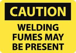 NMC - "Caution - Welding Fumes May Be Present", 7" Long x 10" Wide, Rigid Plastic Safety Sign - Rectangle, 0.05" Thick, Use for Hazardous Materials - Apex Tool & Supply