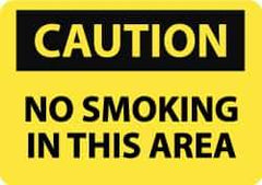 NMC - "Caution - No Smoking in This Area", 10" Long x 14" Wide, Rigid Plastic Safety Sign - Rectangle, 0.05" Thick, Use for Accident Prevention - Apex Tool & Supply