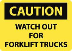 NMC - "Caution - Watch Out for Fork Lift Trucks", 10" Long x 14" Wide, Aluminum Safety Sign - Rectangle, 0.04" Thick, Use for Accident Prevention - Apex Tool & Supply