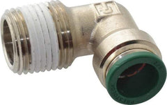 Parker - 1/2" Outside Diam, 1/2 NPTF, Nickel Plated Brass Push-to-Connect Tube Male Elbow - 300 Max psi, Tube to Male NPT Connection, Buna-N O-Ring - Apex Tool & Supply