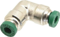 Parker - 5/32" Outside Diam, Nickel Plated Brass Push-to-Connect Tube Union Elbow - 300 Max psi, Tube to Tube Connection, Buna-N O-Ring - Apex Tool & Supply