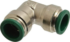Parker - 1/2" Outside Diam, Nickel Plated Brass Push-to-Connect Tube Union Elbow - 300 Max psi, Tube to Tube Connection, Buna-N O-Ring - Apex Tool & Supply