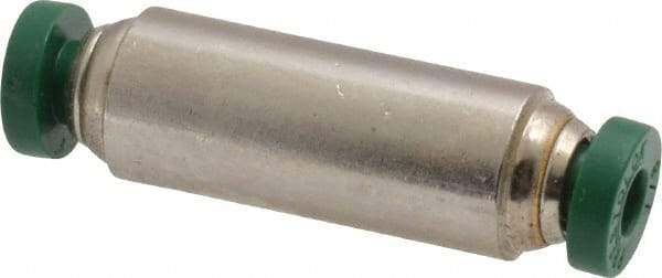 Parker - 1/8" Outside Diam, Nickel Plated Brass Push-to-Connect Tube Union - 300 Max psi, Tube to Tube Connection, Buna-N O-Ring - Apex Tool & Supply