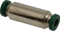 Parker - 3/16" Outside Diam, Nickel Plated Brass Push-to-Connect Tube Union - 300 Max psi, Tube to Tube Connection, Buna-N O-Ring - Apex Tool & Supply