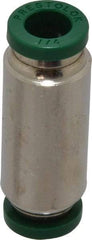 Parker - 1/4" Outside Diam, Nickel Plated Brass Push-to-Connect Tube Union - 300 Max psi, Tube to Tube Connection, Buna-N O-Ring - Apex Tool & Supply