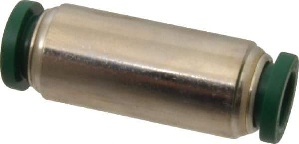 Parker - 5/16" Outside Diam, Nickel Plated Brass Push-to-Connect Tube Union - 300 Max psi, Tube to Tube Connection, Buna-N O-Ring - Apex Tool & Supply