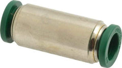 Parker - 3/8" Outside Diam, Nickel Plated Brass Push-to-Connect Tube Union - 300 Max psi, Tube to Tube Connection, Buna-N O-Ring - Apex Tool & Supply