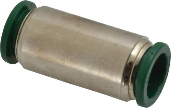 Parker - 1/2" Outside Diam, Nickel Plated Brass Push-to-Connect Tube Union - 300 Max psi, Tube to Tube Connection, Buna-N O-Ring - Apex Tool & Supply