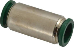 Parker - 1/2" Outside Diam, Nickel Plated Brass Push-to-Connect Tube Union - 300 Max psi, Tube to Tube Connection, Buna-N O-Ring - Apex Tool & Supply
