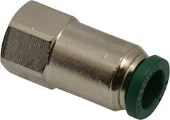 Parker - 5/16" Outside Diam, 1/8 NPTF, Nickel Plated Brass Push-to-Connect Tube Female Connector - 300 Max psi, Tube to Female NPT Connection, Buna-N O-Ring - Apex Tool & Supply