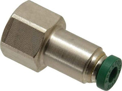 Parker - 5/32" Outside Diam, 1/8 NPTF, Nickel Plated Brass Push-to-Connect Tube Female Connector - 300 Max psi, Tube to Female NPT Connection, Buna-N O-Ring - Apex Tool & Supply