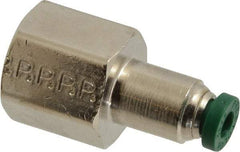 Parker - 5/32" Outside Diam, 1/4 NPTF, Nickel Plated Brass Push-to-Connect Tube Female Connector - 300 Max psi, Tube to Female NPT Connection, Buna-N O-Ring - Apex Tool & Supply