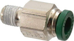Parker - 1/4" Outside Diam, 1/16 NPTF, Nickel Plated Brass Push-to-Connect Tube Male Connector - 300 Max psi, Tube to Male NPT Connection, Buna-N O-Ring - Apex Tool & Supply