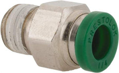 Parker - 1/4" Outside Diam, 1/8 NPTF, Nickel Plated Brass Push-to-Connect Tube Male Connector - 300 Max psi, Tube to Male NPT Connection, Buna-N O-Ring - Apex Tool & Supply