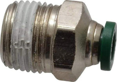 Parker - 1/4" Outside Diam, 3/8 NPTF, Nickel Plated Brass Push-to-Connect Tube Male Connector - 300 Max psi, Tube to Male NPT Connection, Buna-N O-Ring - Apex Tool & Supply