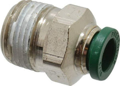 Parker - 5/16" Outside Diam, 3/8 NPTF, Nickel Plated Brass Push-to-Connect Tube Male Connector - 300 Max psi, Tube to Male NPT Connection, Buna-N O-Ring - Apex Tool & Supply