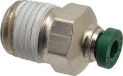 Parker - 5/32" Outside Diam, 1/4 NPTF, Nickel Plated Brass Push-to-Connect Tube Male Connector - 300 Max psi, Tube to Male NPT Connection, Buna-N O-Ring - Apex Tool & Supply