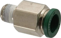 Parker - 3/8" Outside Diam, 1/8 NPTF, Nickel Plated Brass Push-to-Connect Tube Male Connector - 300 Max psi, Tube to Male NPT Connection, Buna-N O-Ring - Apex Tool & Supply