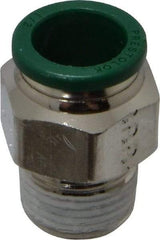 Parker - 1/2" Outside Diam, 3/8 NPTF, Nickel Plated Brass Push-to-Connect Tube Male Connector - 300 Max psi, Tube to Male NPT Connection, Buna-N O-Ring - Apex Tool & Supply