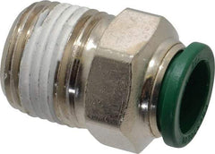 Parker - 1/2" Outside Diam, 1/2 NPTF, Nickel Plated Brass Push-to-Connect Tube Male Connector - 300 Max psi, Tube to Male NPT Connection, Buna-N O-Ring - Apex Tool & Supply