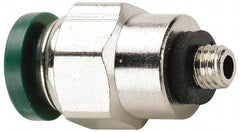 Parker - 1/4" Outside Diam, 10-32 UNF, Nickel Plated Brass Push-to-Connect Tube Male Connector - 300 Max psi, Tube to Male UNF Connection, Buna-N O-Ring - Apex Tool & Supply