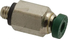 Parker - 1/8" Outside Diam, 10-32 UNF, Nickel Plated Brass Push-to-Connect Tube Male Connector - 300 Max psi, Tube to Male UNF Connection, Buna-N O-Ring - Apex Tool & Supply