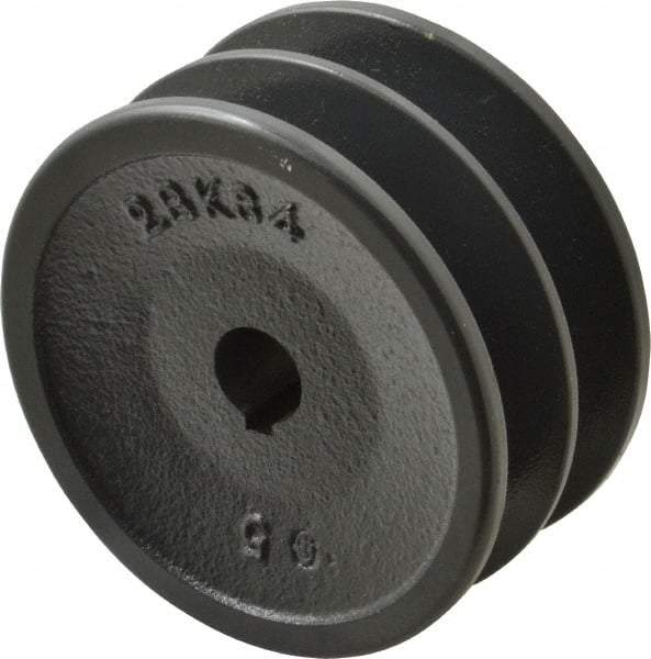 Browning - 5/8" Bore, 1-31/32 Long, 3.55" Outside Diam, Finished Bore Two Groove V Belt Sheave - 3.2 Belt Pitch B, 2.8" Pitch Diam of 4L Belt - Apex Tool & Supply