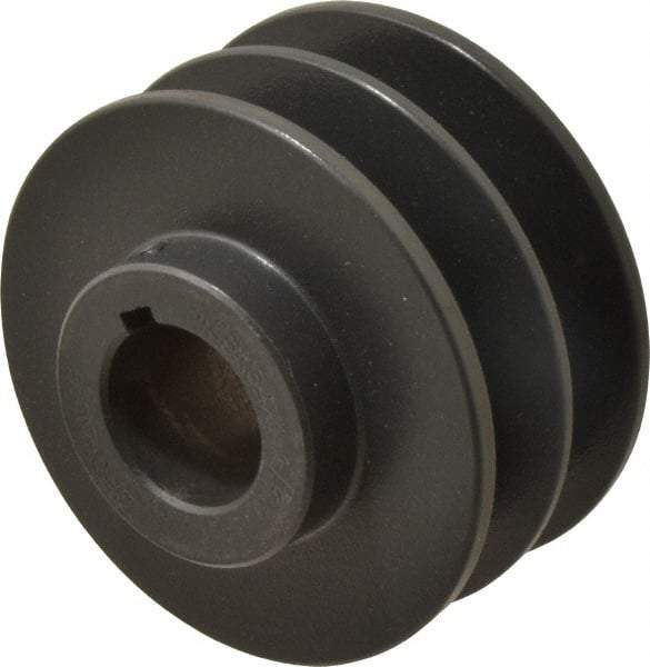Browning - 1-1/8" Bore, 1-31/32 Long, 3.55" Outside Diam, Finished Bore Two Groove V Belt Sheave - 3.2 Belt Pitch B, 2.8" Pitch Diam of 4L Belt - Apex Tool & Supply